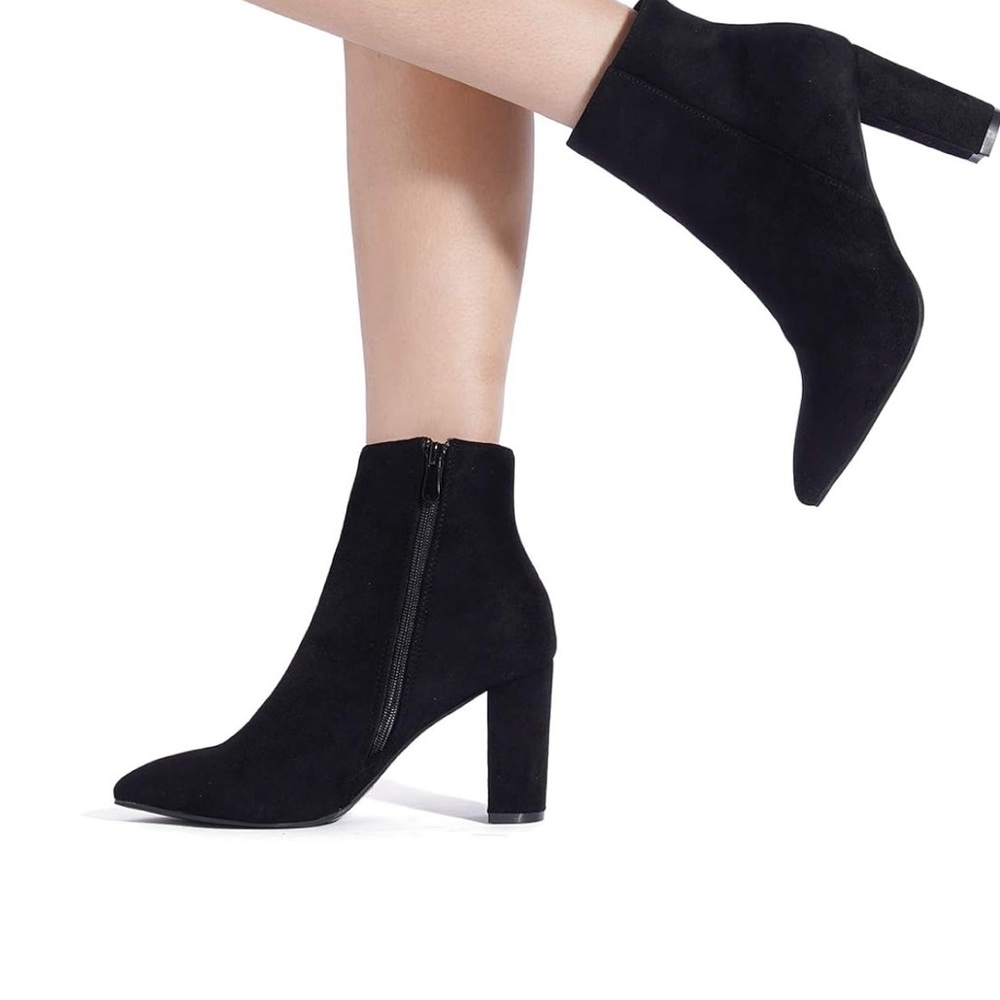 Gorgeous EUC Dream Pairs Ankle Boot Black Side Zipper 3” Heel Pointed Toe Sz 6
